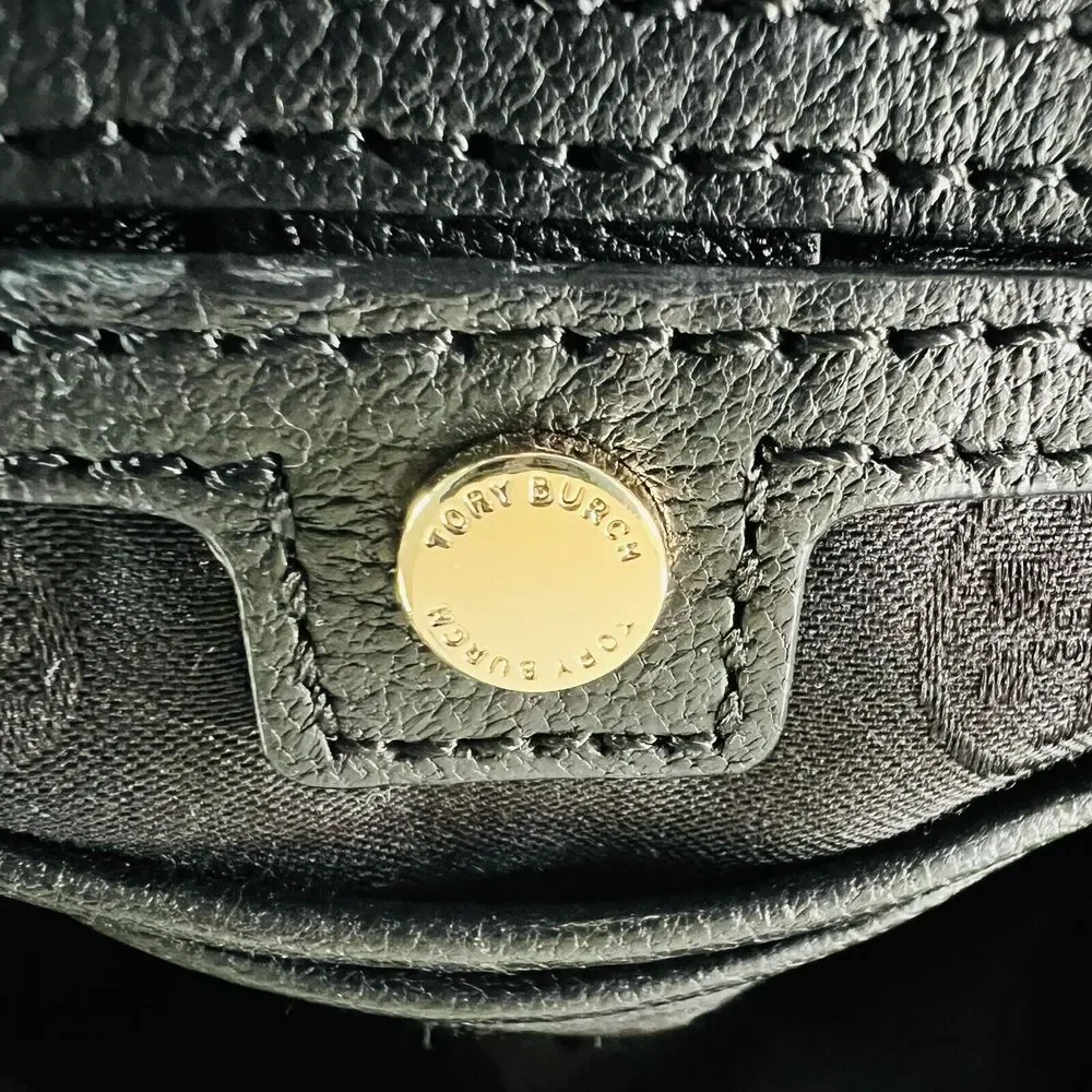 TORY BURCH Brody Black Leather Small Satchel Duffel Crossbody Bag